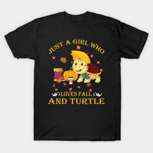 Just A Girl Who Loves Fall & Turtle Funny Thanksgiving Gift T-Shirt